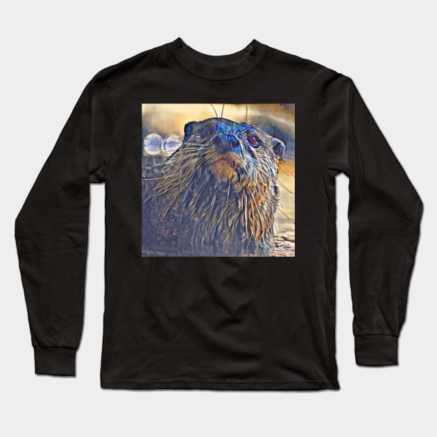 Asian Small-Clawed Otter Long Sleeve T-Shirt by Sharonzoolady